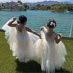 Elegant Cream Lace Kids Dress
